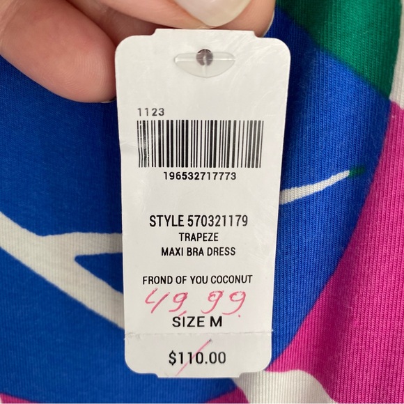 Soma Multicolored Palm Print Maxi Sundress w/Built-in Bra Size - Medium - Picture 5 of 12